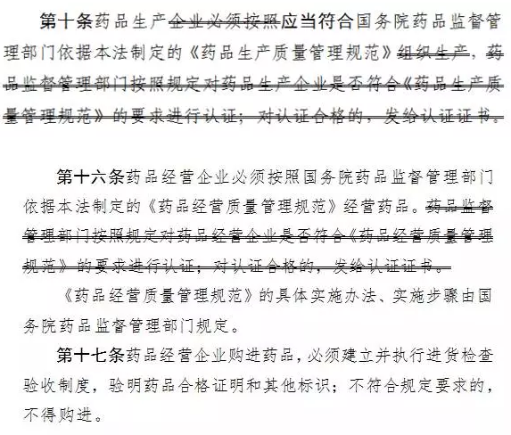 关于GMP、GSP认证的事项已被划除掉